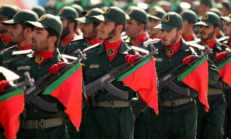 IRGC troops parading.